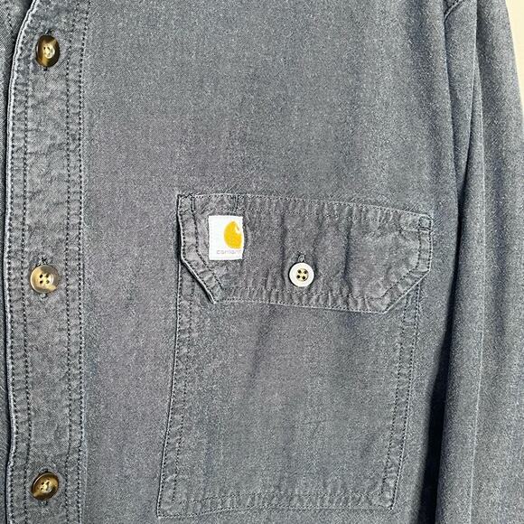 CARHARTT Relaxed Fit Shirt Mens 2XL Blue/Gray Long Sleeve Button Down - Picture 3 of 5